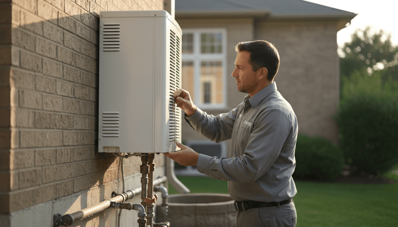 HVAC technician inspecting a residential heating system in Carbon County, Utah
