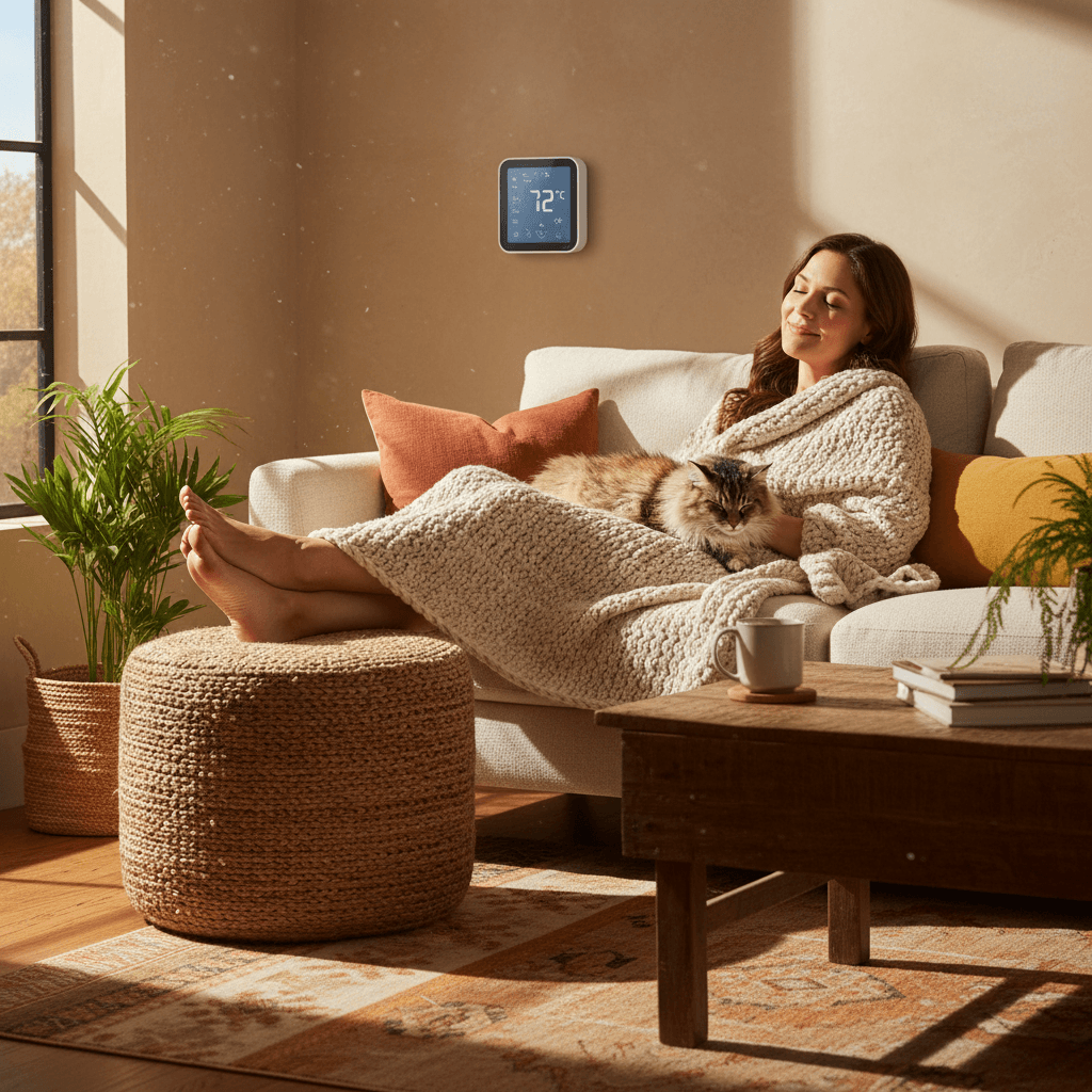 Customer enjoying comfortable home climate